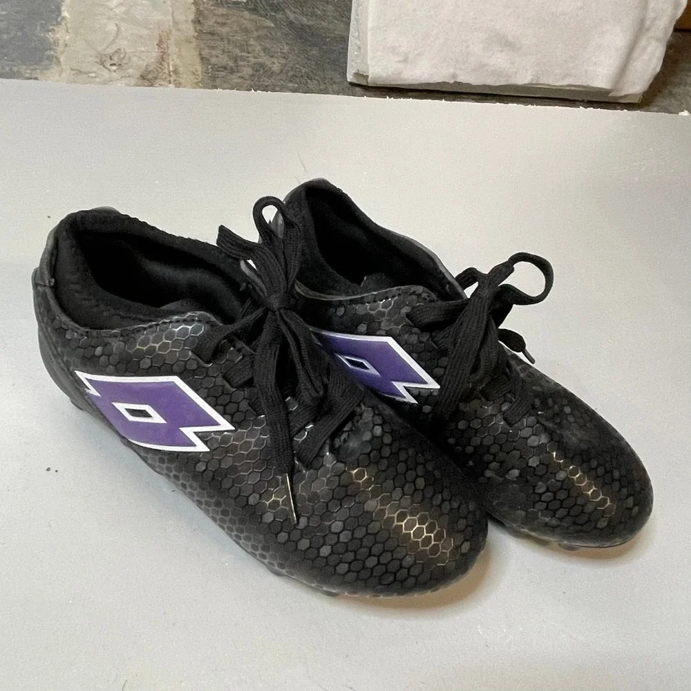 Lotto Storm Girls Size 13 Soccer Cleats Black Purple Football Shoes - Picture 1 of 7